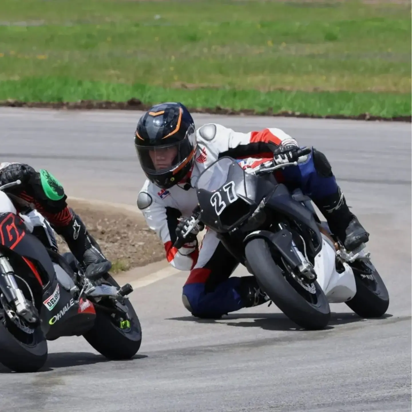 A rider cornering on the go-kart circuit at Shannonville