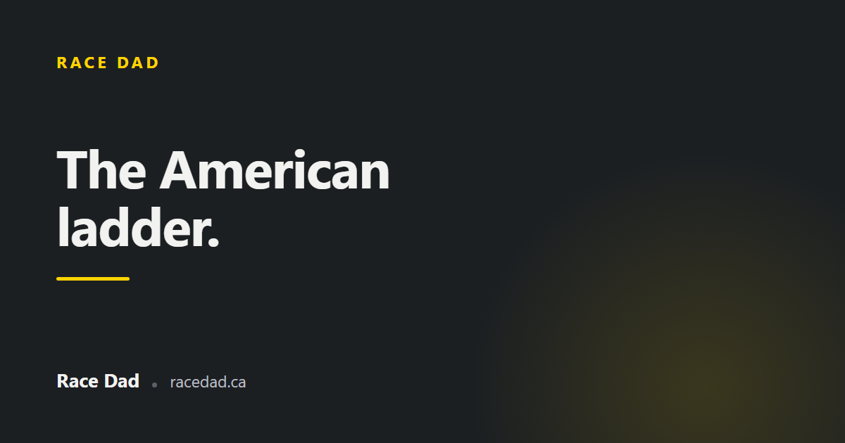 A title card reading "The American ladder." for Race Dad