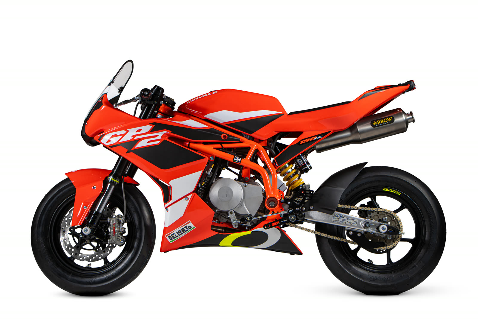 An Ohvale GP-2 190 Race in side profile, official manufacturer photo