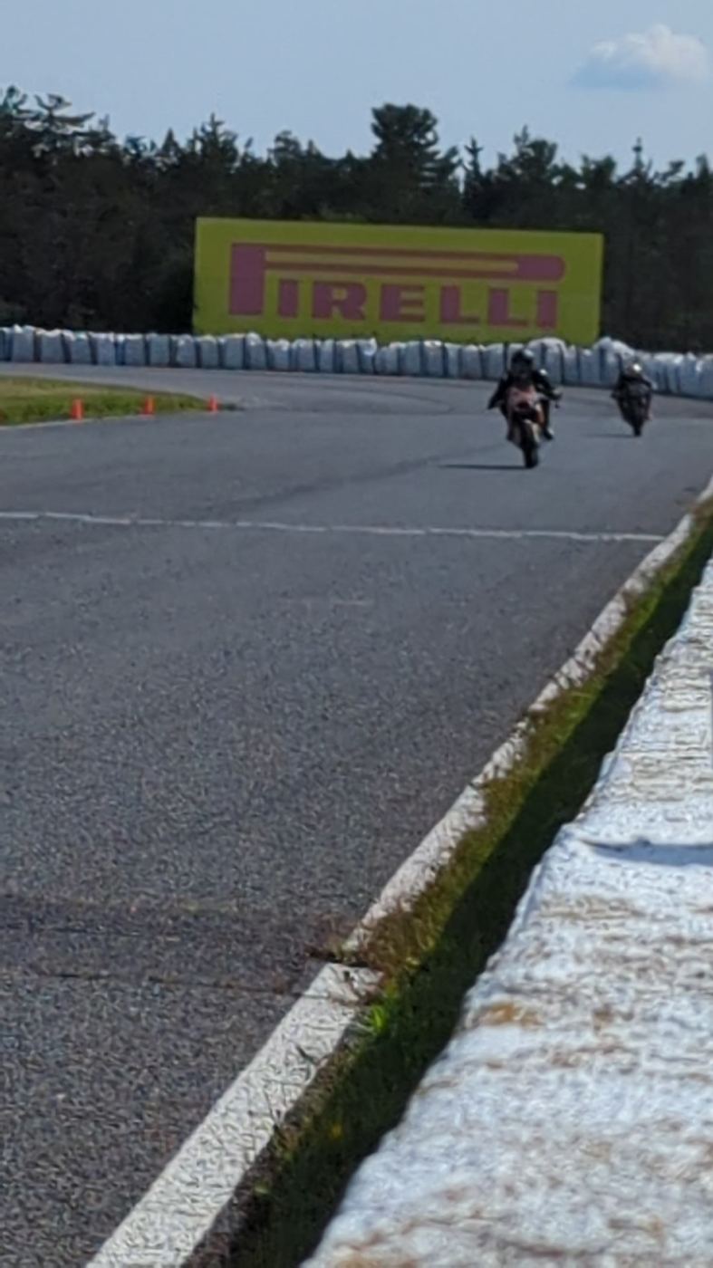 Standing water on the Shannonville circuit during a wet session