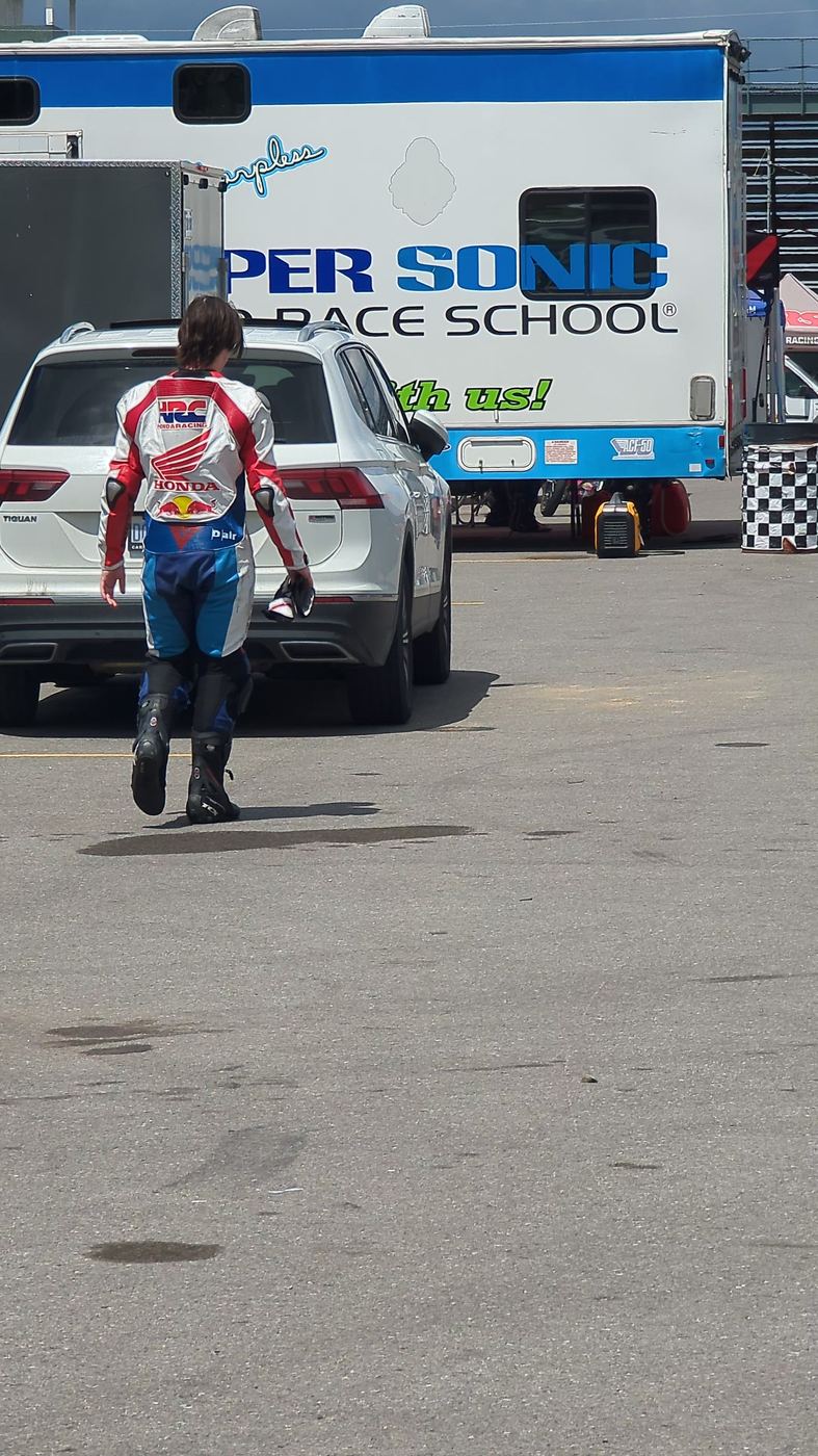 Walking back to the Super Sonic transporter between sessions
