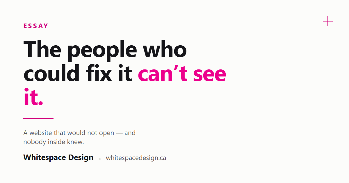 Title card reading "The front door nobody checks." — Whitespace Design essay