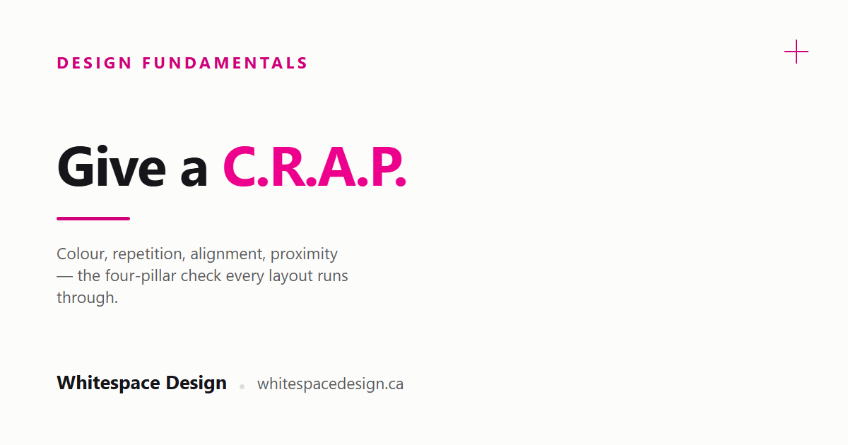 Title card reading "Give a C.R.A.P." — Whitespace Design fundamentals